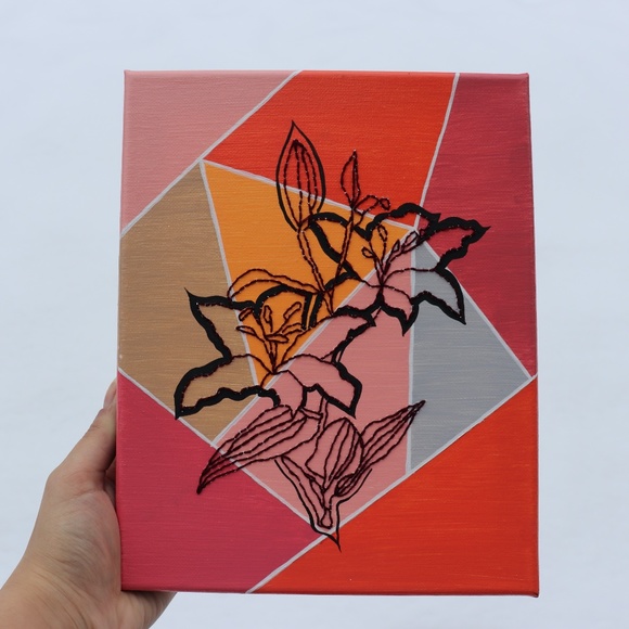 Handmade Embroider Canvas - Minimalist Line Art - Picture 1 of 3